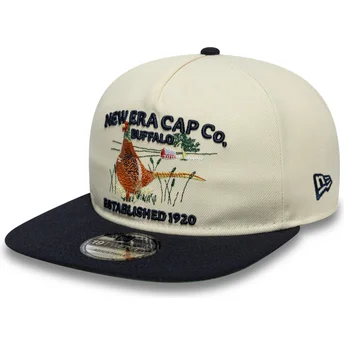 New Era Flat Brim 19TWENTY Outdoor Graphic Beige and Navy Blue Adjustable Cap