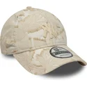 casquette-courbee-beige-ajustable-avec-logo-beige-9twenty-img-floral-new-york-yankees-mlb-new-era