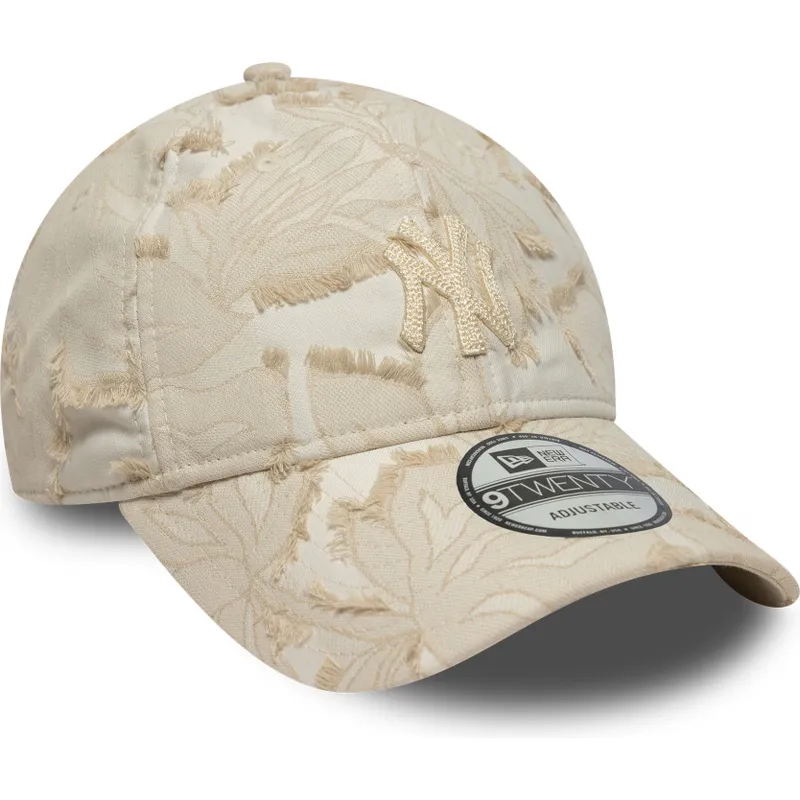 casquette-courbee-beige-ajustable-avec-logo-beige-9twenty-img-floral-new-york-yankees-mlb-new-era