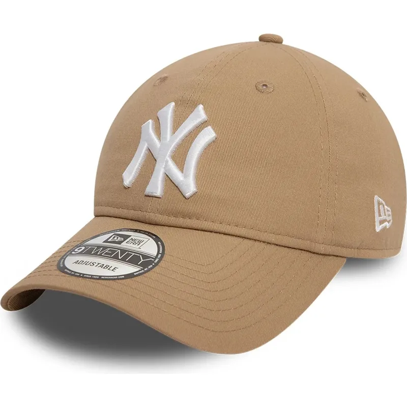 braune-verstellbare-curved-cap-9twenty-league-essential-der-new-york-yankees-mlb-von-new-era