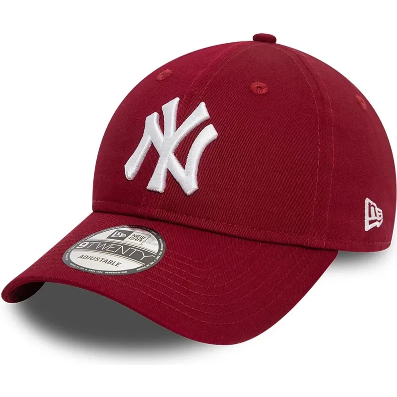 cappellino-visiera-curva-rosso-scuro-regolabile-9twenty-league-essential-di-new-york-yankees-mlb-di-new-era
