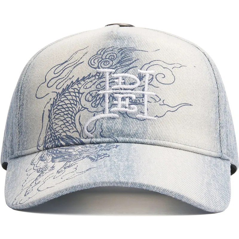 casquette-courbee-bleue-ajustable-crawling-dragon-washed-denim-ed-hardy