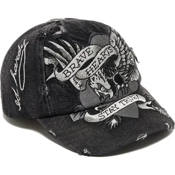 Schwarze verstellbare Curved Cap Brave Hearts von Ed Hardy