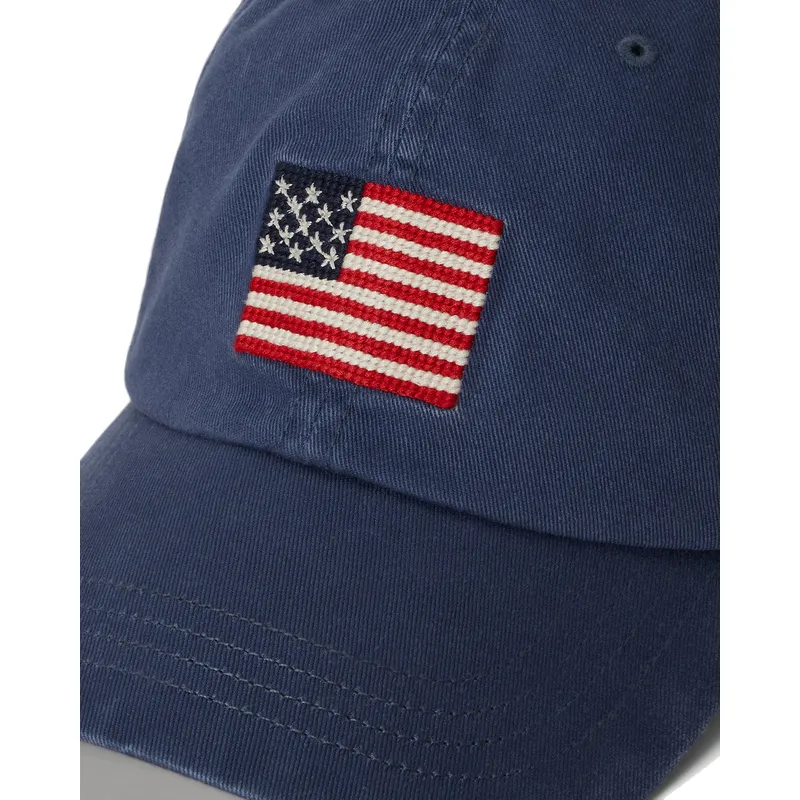 casquette-courbee-bleue-marine-ajustable-classic-sport-flag-polo-ralph-lauren
