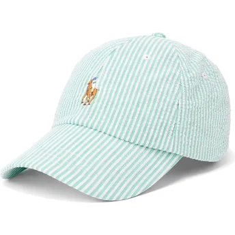 Zielona regulowana czapka z daszkiem Stretch Seersucker od Polo Ralph Lauren