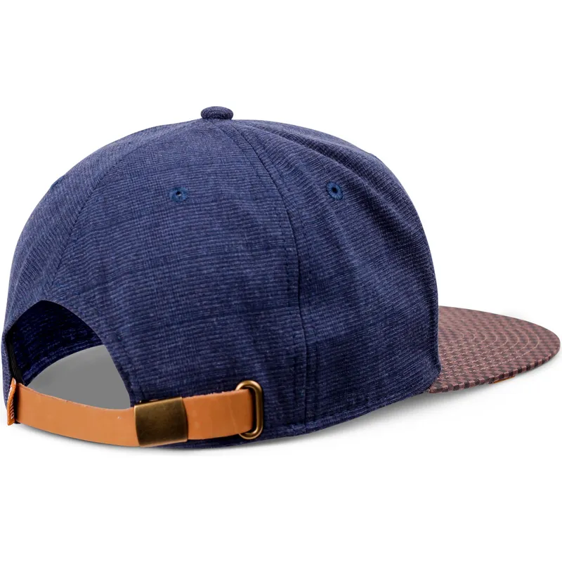 djinns-flat-brim-glencheck-navy-blue-adjustable-cap