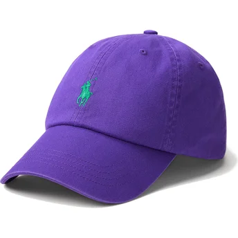 Böjd violett justerbar keps med grön Cotton Chino Classic Sport-logotyp från Polo Ralph Lauren