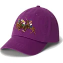 cappellino-curvo-viola-regolabile-twill-triple-pony-di-polo-ralph-lauren