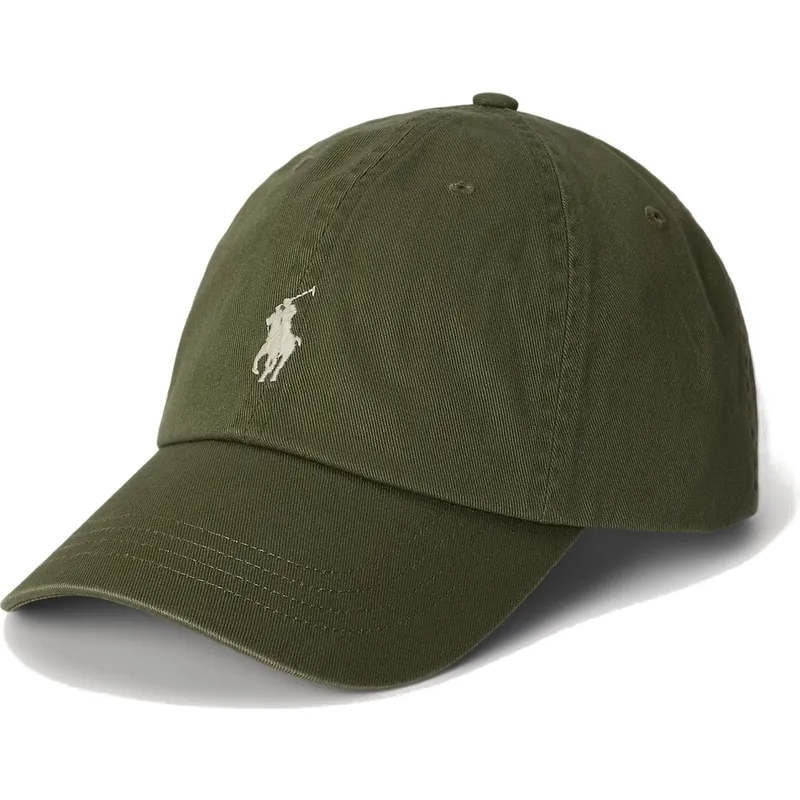 cappellino-curvo-verde-regolabile-con-logo-beige-cotton-chino-classic-sport-di-polo-ralph-lauren