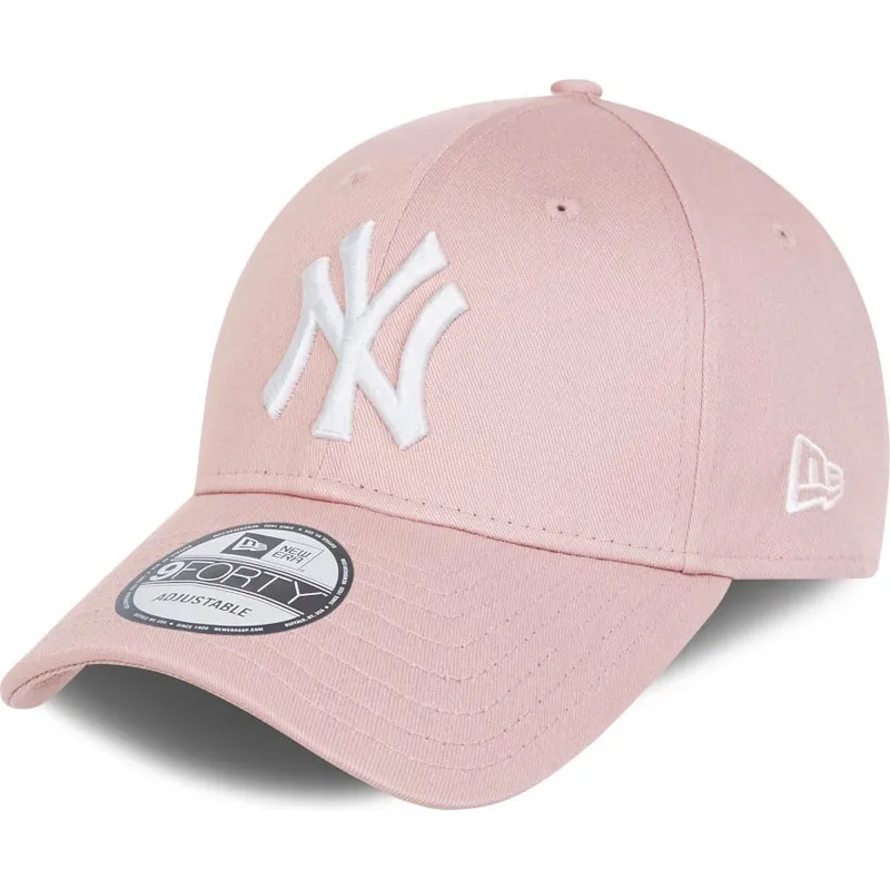 new-era-curved-brim-pink-logo-9forty-league-essential-new-york-yankees-mlb-pink-adjustable-cap