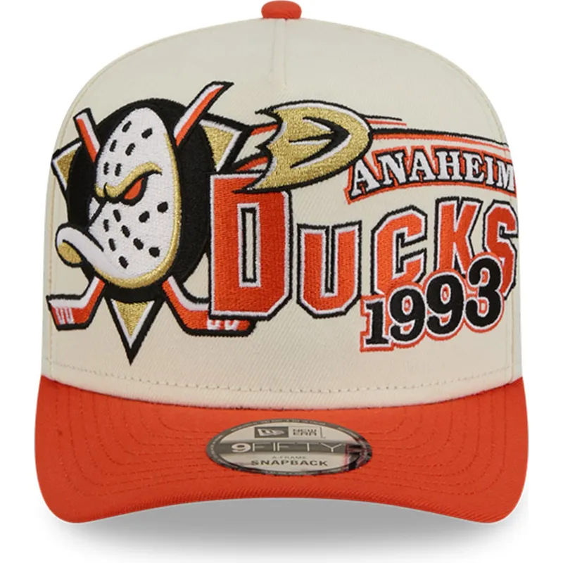 bezowo-pomaranczowa-czapka-z-zakrzywionym-daszkiem-snapback-9fifty-a-frame-classic-anaheim-ducks-nhl-new-era