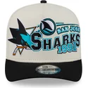 cappellino-visiera-curva-beige-e-nero-snapback-9fifty-a-frame-classic-di-san-jose-sharks-nhl-di-new-era