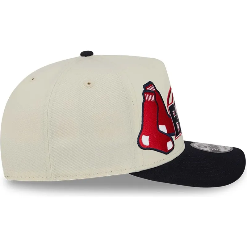 casquette-courbee-beige-et-noire-snapback-9fifty-a-frame-classic-boston-red-sox-mlb-new-era