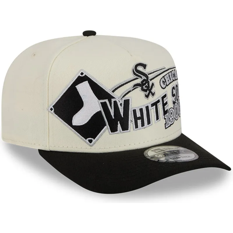 new-era-curved-brim-9fifty-a-frame-classic-chicago-white-sox-mlb-beige-and-black-snapback-cap