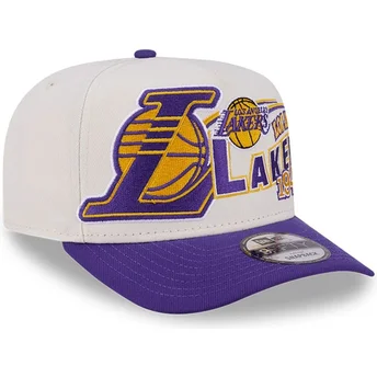 Beige und violette gebogene Snapback-Kappe 9FIFTY A Frame Classic der Los Angeles Lakers NBA von New Era