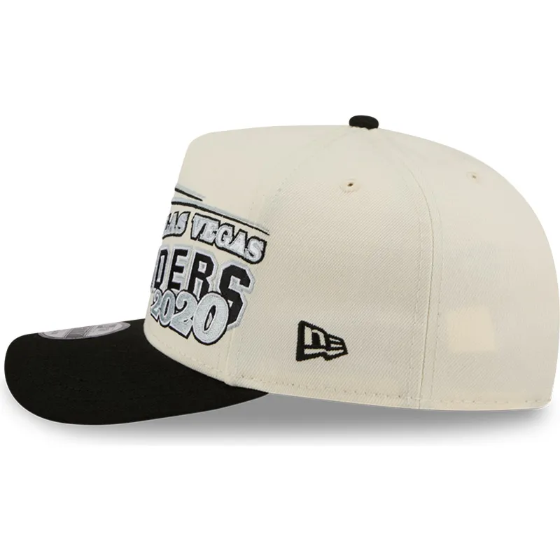 beige-und-schwarze-gebogene-snapback-kappe-9fifty-a-frame-classic-der-las-vegas-raiders-nfl-von-new-era