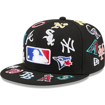 Svart platt keps justerad 59FIFTY All Over från MLB av New Era