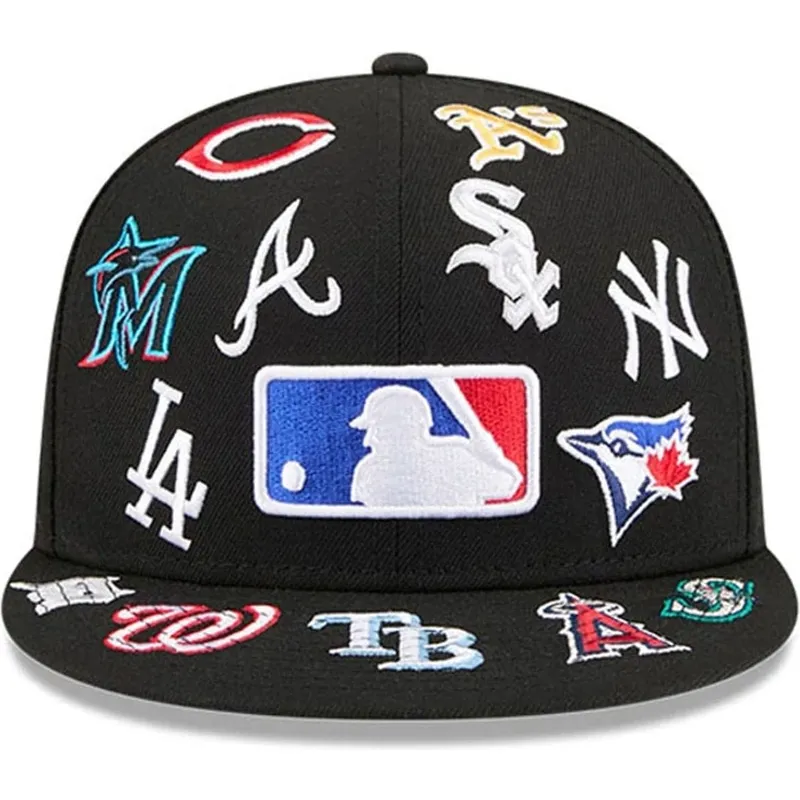 cappello-piatto-nero-aderente-59fifty-all-over-di-mlb-di-new-era