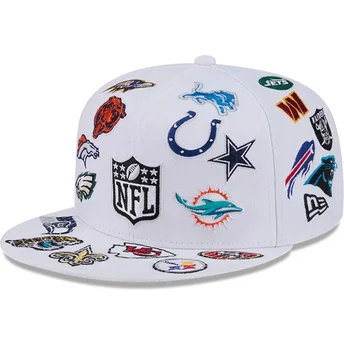 Cappello piatto bianco chiuso 59FIFTY All Over di NFL di New Era