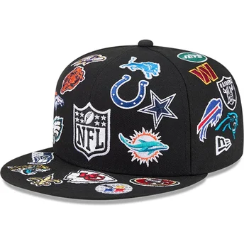 Μαύρο επίπεδο καπέλο εφαρμοστό 59FIFTY All Over της NFL της New Era