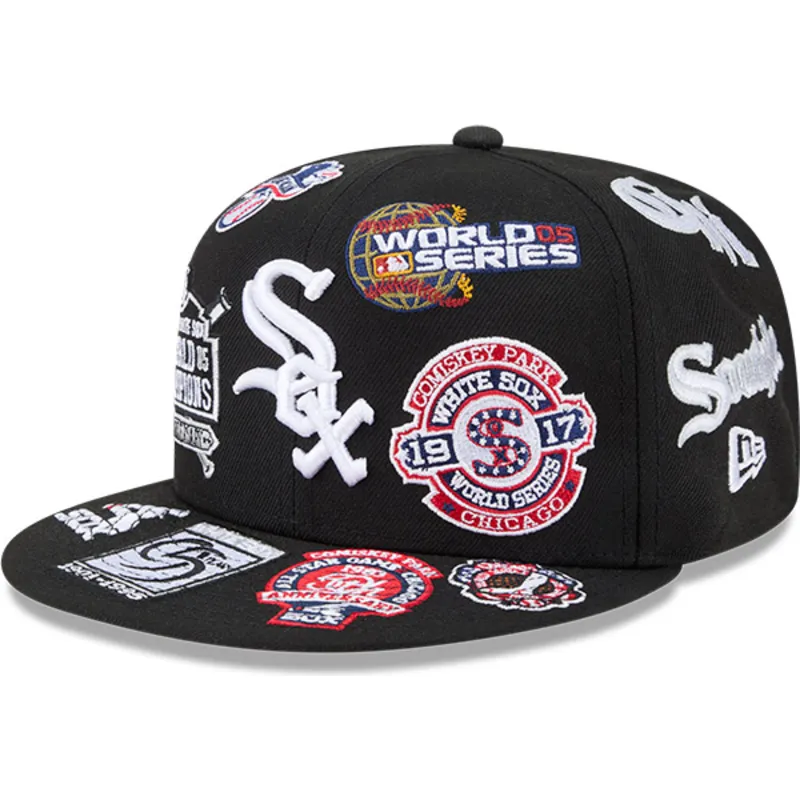 schwarze-enganliegende-59fifty-flat-cap-all-over-logos-der-chicago-white-sox-mlb-von-new-era