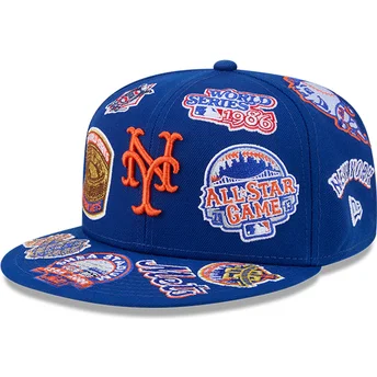 Cappello piatto blu chiuso 59FIFTY All Over dei New York Mets MLB di New Era