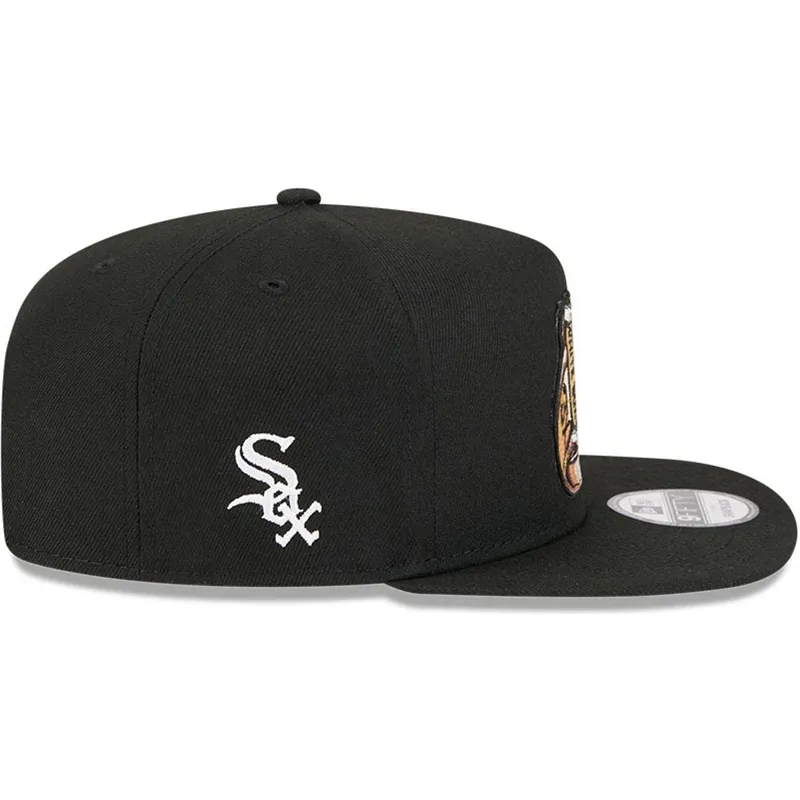 schwarze-flache-snapback-kappe-9fifty-a-frame-ring-der-chicago-white-sox-mlb-von-new-era