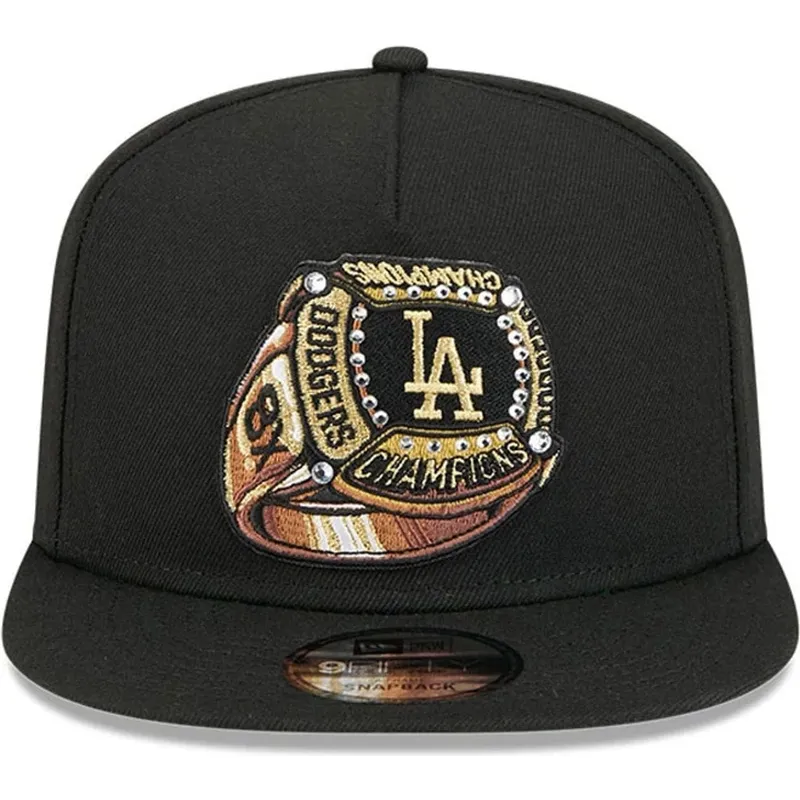 cappello-piatto-nero-snapback-9fifty-a-frame-ring-dei-los-angeles-dodgers-mlb-di-new-era