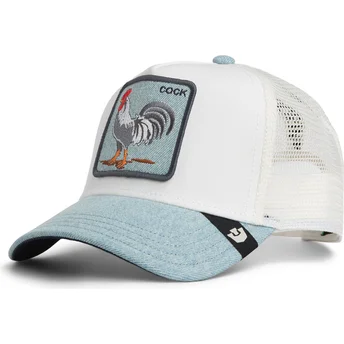 Vit och blå trucker-keps tupp Cock Denim Rooster The Farm från Goorin Bros.