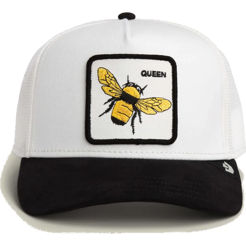 czapka-trucker-bialo-czarna-pszczola-queen-microsuede-bee-the-farm-goorin-bros