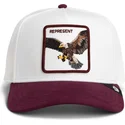 trucker-cap-weiss-und-weinrot-adler-represent-microsuede-eagle-the-farm-von-goorin-bros