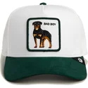 casquette-trucker-blanche-et-verte-chien-rottweiler-microsuede-bad-boy-the-farm-goorin-bros