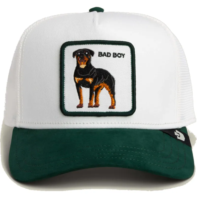 czapka-trucker-biala-i-zielona-pies-rottweiler-microsuede-bad-boy-the-farm-od-goorin-bros