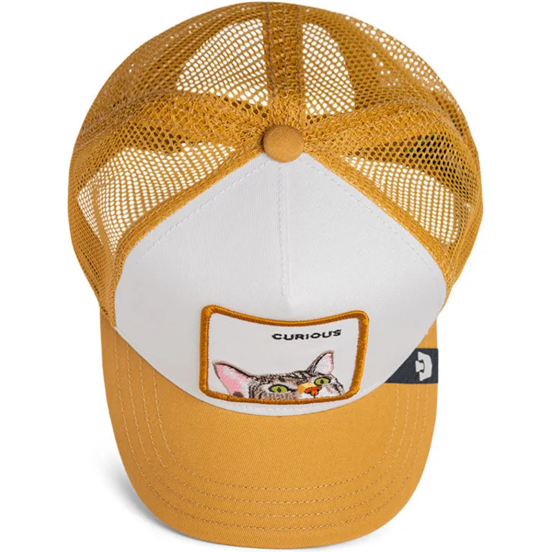 braune-trucker-kappe-fur-jungen-katze-curious-cat-mini-the-farm-von-goorin-bros