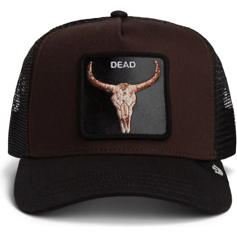 czapka-trucker-brazowa-i-czarna-czaszka-dead-skull-the-farm-goorin-bros
