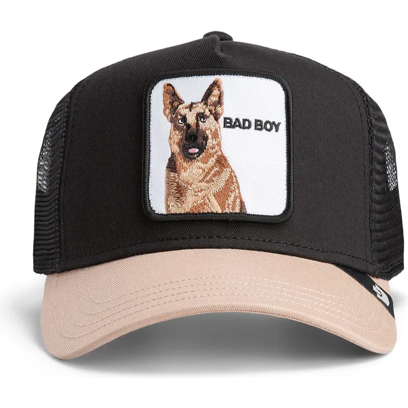casquette-trucker-noire-et-beige-chien-berger-allemand-the-bad-boy-the-farm-goorin-bros