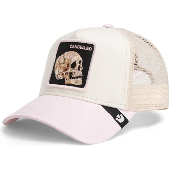 Cappellino trucker beige e rosa teschio The Cancelled Skull Whisper The Farm di Goorin Bros.