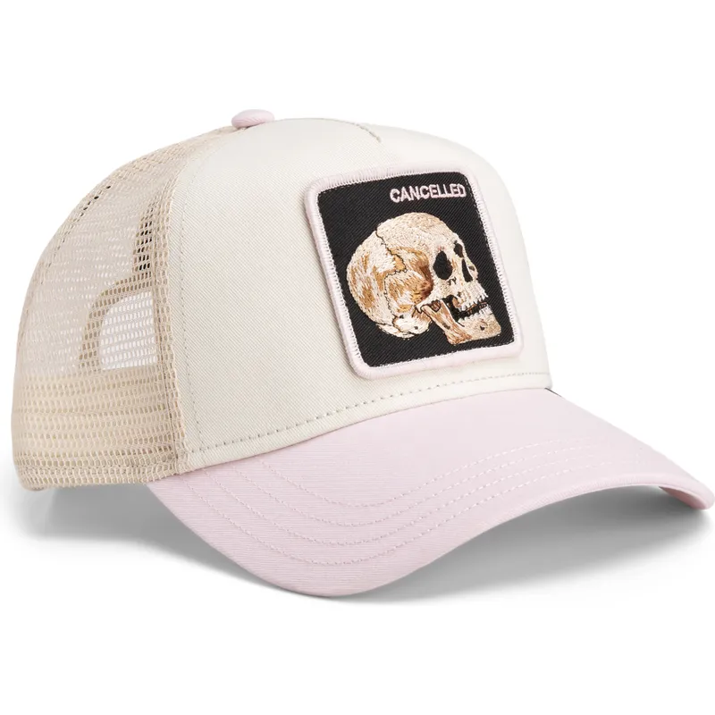 czapka-trucker-bezowa-i-rozowa-czaszka-the-cancelled-skull-whisper-the-farm-od-goorin-bros