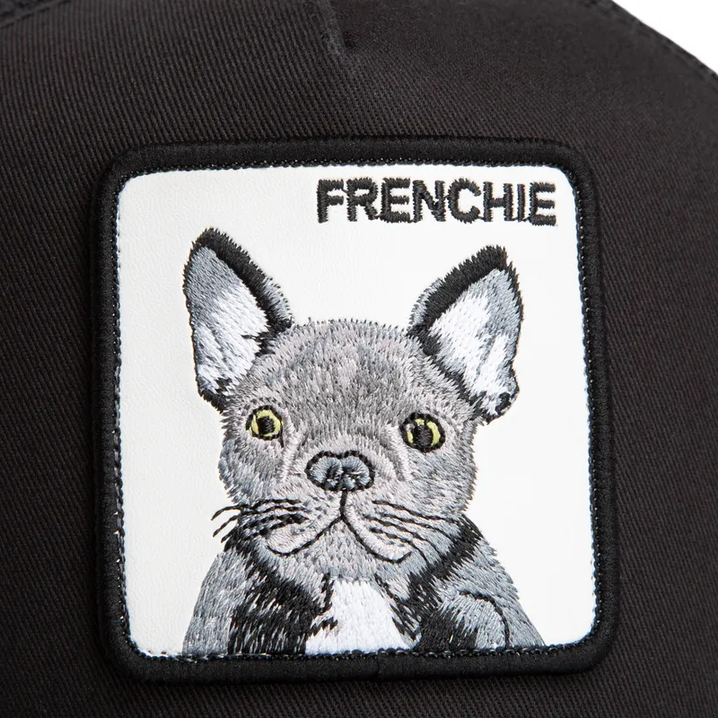 czapka-trucker-czarna-i-zielona-pies-buldog-francuski-frenchie-the-farm-od-goorin-bros