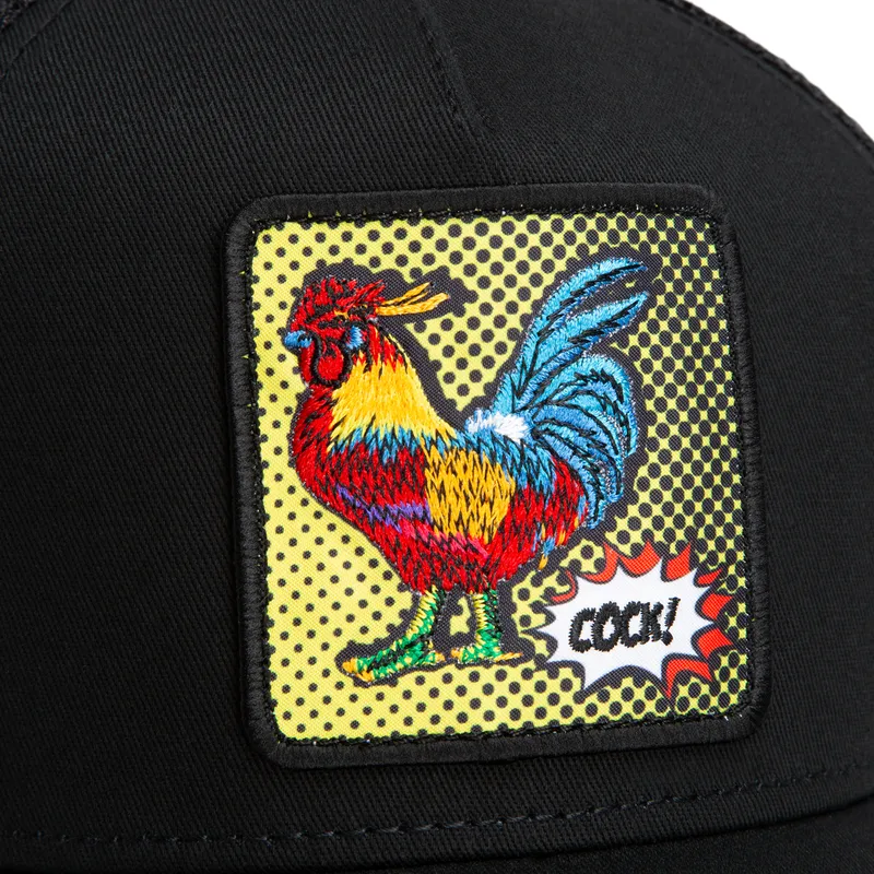 czapka-trucker-czarna-kogut-cock-rooster-pop-art-2-the-farm-od-goorin-bros