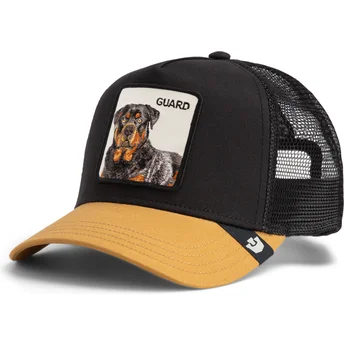 Gorra trucker negra y marrón rottweiler The Guard Dog The Farm de Goorin Bros.
