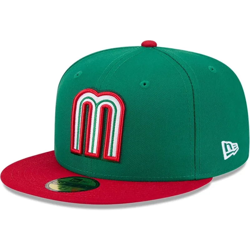 cappello-piatto-verde-chiuso-59fifty-mexico-2026-world-baseball-classic-di-new-era