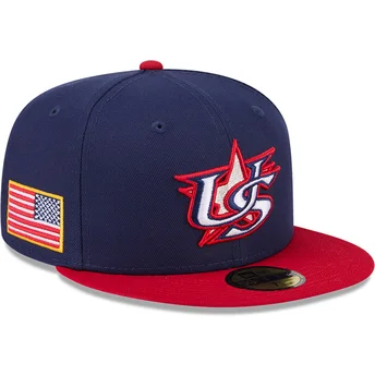 Casquette plate bleue marine et rouge ajustée 59FIFTY USA 2026 World Baseball Classic New Era