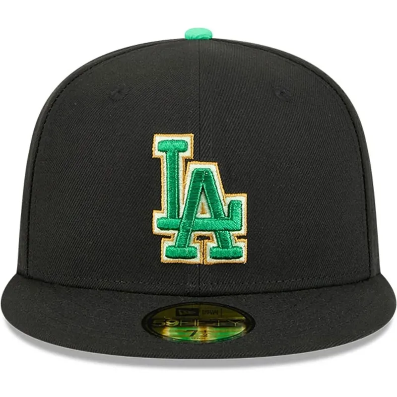 cappello-piatto-nero-aderente-59fifty-saint-patrick-s-day-dei-los-angeles-dodgers-mlb-di-new-era