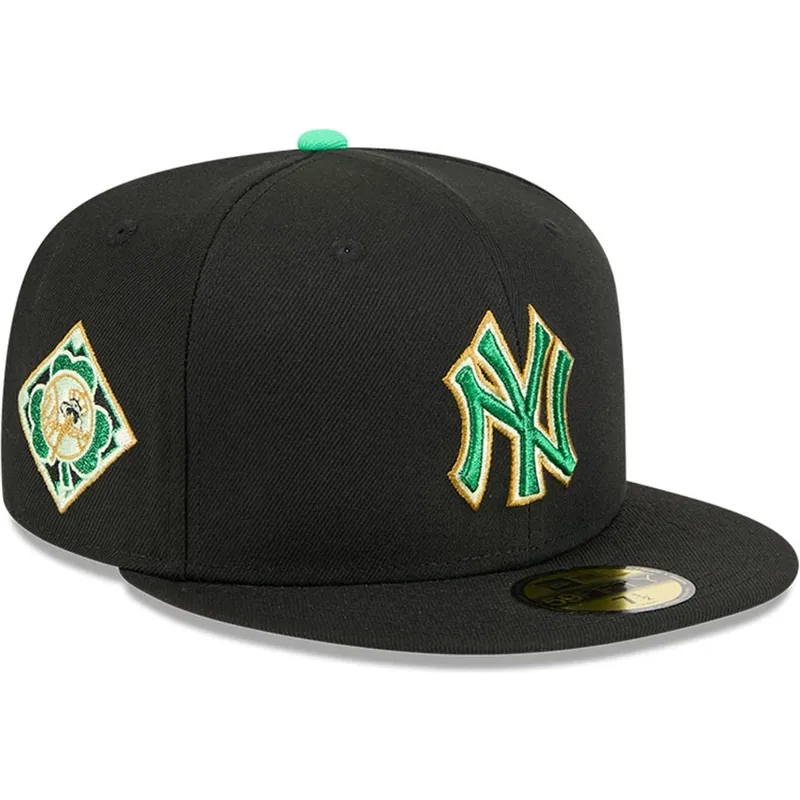 schwarze-anliegende-59fifty-flatcap-saint-patrick-s-day-der-new-york-yankees-mlb-von-new-era