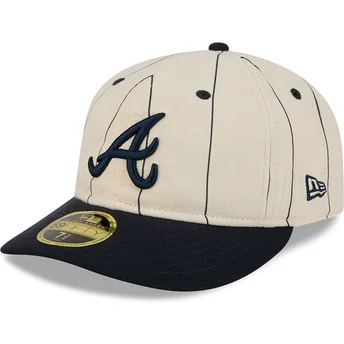 Cappellino curvo beige chiuso 59FIFTY Retro Crown Linen di Atlanta Braves MLB di New Era