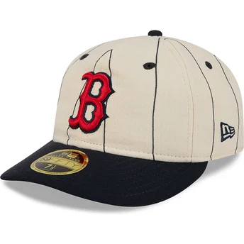Cappellino curvo beige chiuso 59FIFTY Retro Crown Linen dei Boston Red Sox MLB di New Era