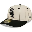 beige-angepasste-flache-kappe-59fifty-retro-crown-linen-der-chicago-white-sox-mlb-von-new-era