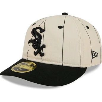 Cappello piatto beige chiuso 59FIFTY Retro Crown Linen dei Chicago White Sox MLB di New Era