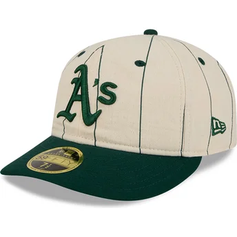 Cappellino curvo beige chiuso 59FIFTY Retro Crown Linen di Oakland Athletics MLB di New Era